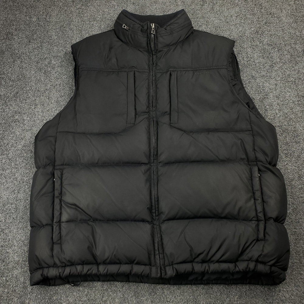 Geox Respira Goose Down Puffer Vest Mens 46 XL Quilted Stowaway Sleeves Hood